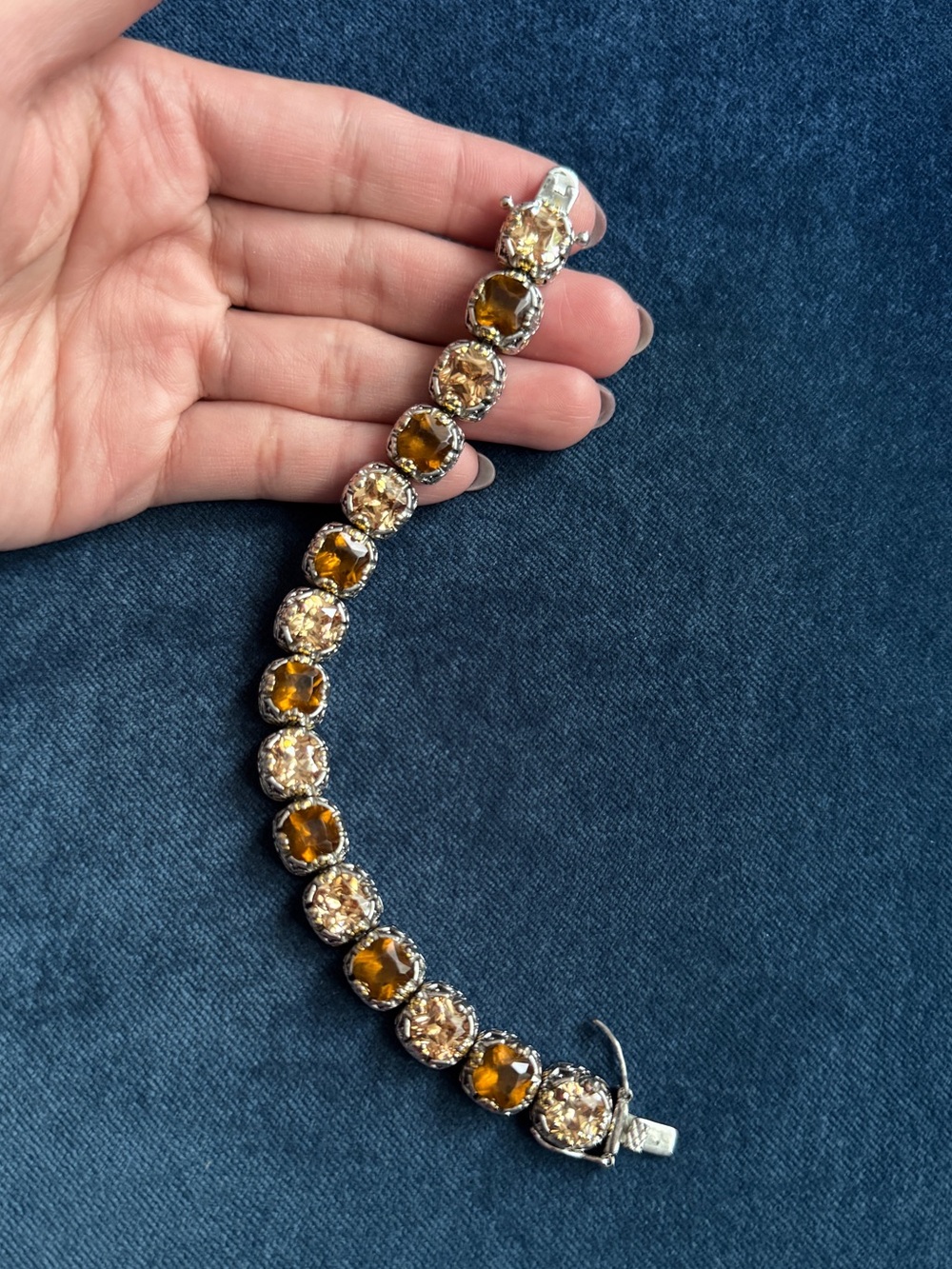 Silver tone with Citrine gemstone? tennis bracelet